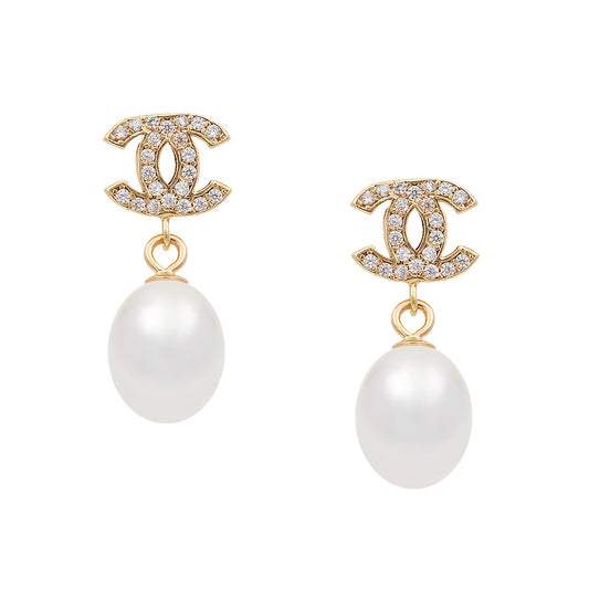 Earrings 110329 with Fresh Water Pearls 7.5-8mm 14ct