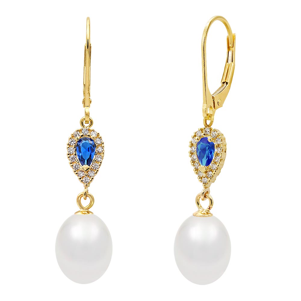 Earrings 110329 with Fresh Water Pearls 7.5-8mm 14ct