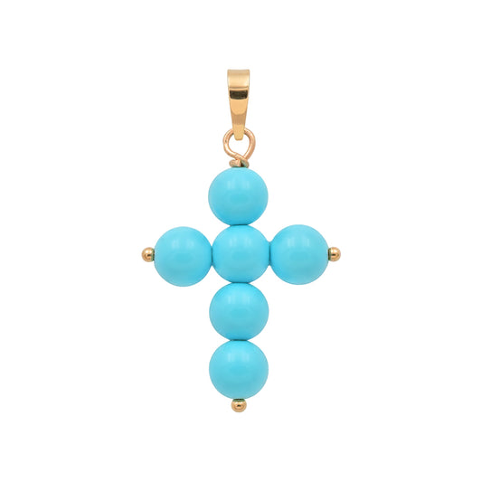 Μενταγιόν 112424 Σταυρός με Τιρκουάζ 14ct