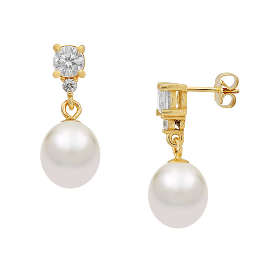 Earrings 110329 with Fresh Water Pearls 7.5-8mm 14ct