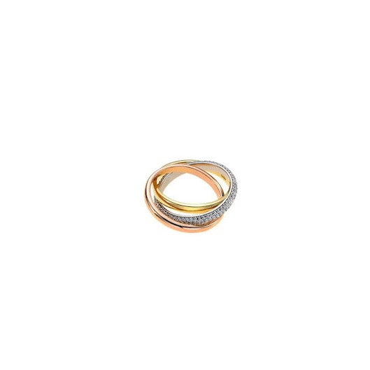 Breeze 113015.6 Δαχτυλίδι Τρίβερο Από Επιχρυσωμένο Ασήμι με Ζιργκόν