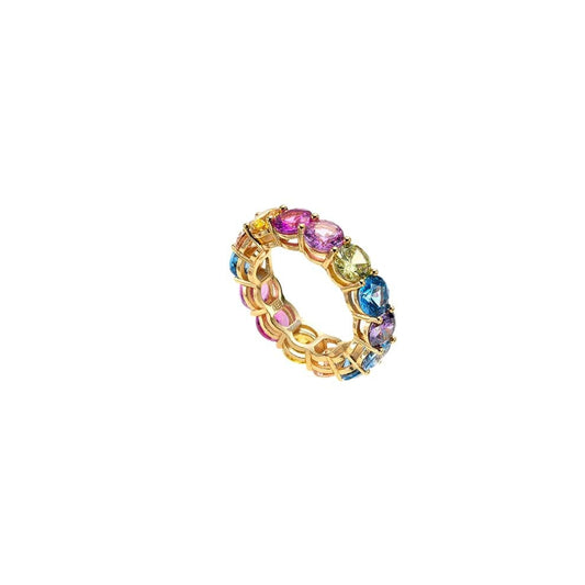 Breeze 113017.1 Δαχτυλίδι Σειρέ Από Επιχρυσωμένο Ασήμι με Πολύχρωμα Ζιργκόν