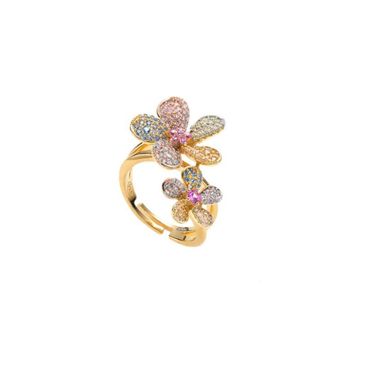 Breeze 113018.1 Δαχτυλίδι Λουλούδι Από Επιχρυσωμένο Ασήμι με Ζιργκόν