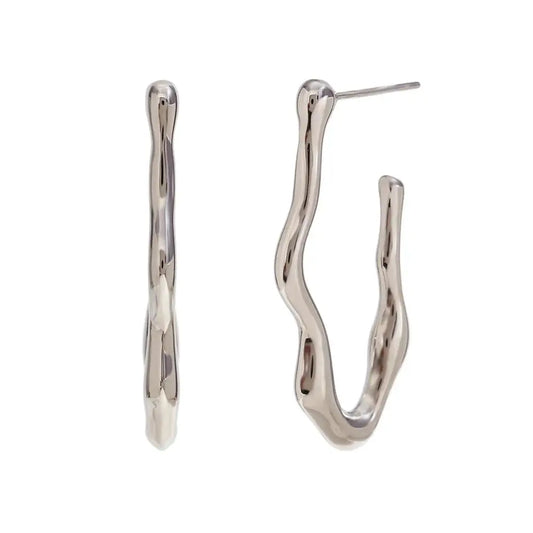 Earrings N02200G Steel Hoops with Multicolored Zirconia