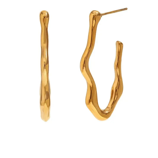 Earrings N02200G Steel Hoops with Multicolored Zirconia