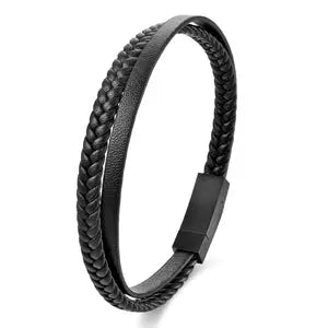 Bracelet N00525 Men's Leather and Stainless Steel
