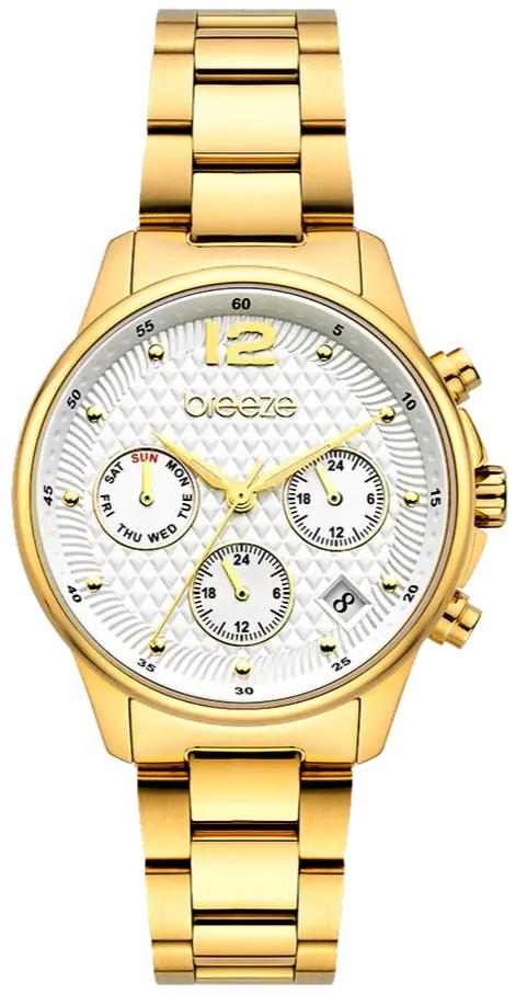 BREEZE 212281.2 Prestinia Swarovski Chronograph Gold Stainless Steel Bracelet