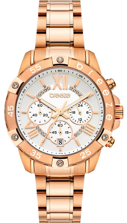 BREEZE 212441.4 Spectacolo Chronograph Rose Gold Stainless Steel Bracelet