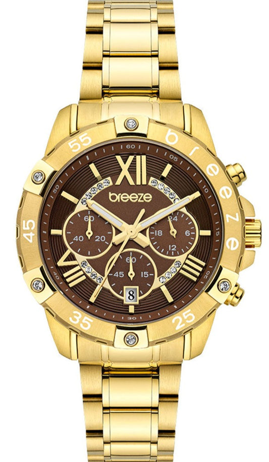 BREEZE 212441.8 Spectacolo Chronograph Gold Stainless Steel Bracelet