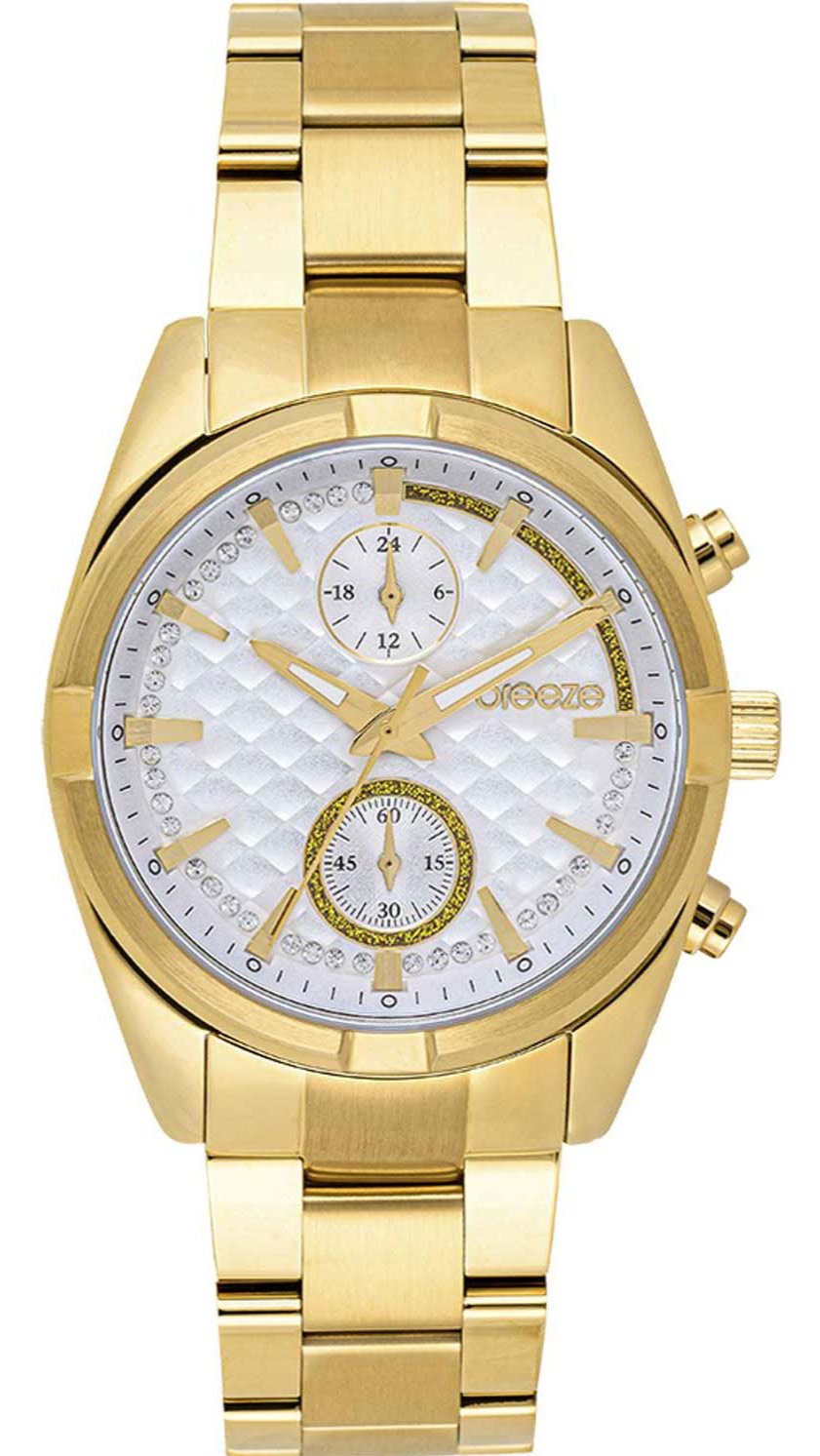 BREEZE 212281.2 Prestinia Swarovski Chronograph Gold Stainless Steel Bracelet