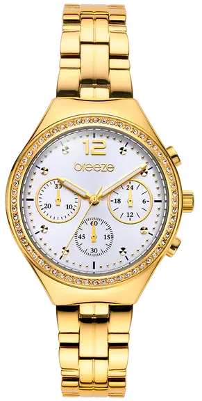 BREEZE 212281.2 Prestinia Swarovski Chronograph Gold Stainless Steel Bracelet