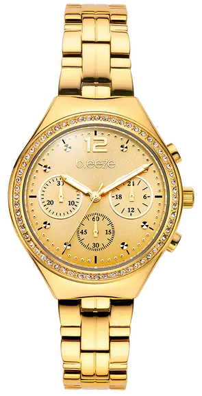 BREEZE 212281.2 Prestinia Swarovski Chronograph Gold Stainless Steel Bracelet