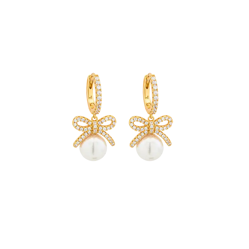 Breeze 216038.1 Σκουλαρίκια Κρεμαστά Από Επιχρυσωμένο Ασήμι με Πέρλες