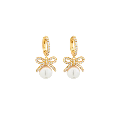 Breeze 216038.1 Σκουλαρίκια Κρεμαστά Από Επιχρυσωμένο Ασήμι με Πέρλες