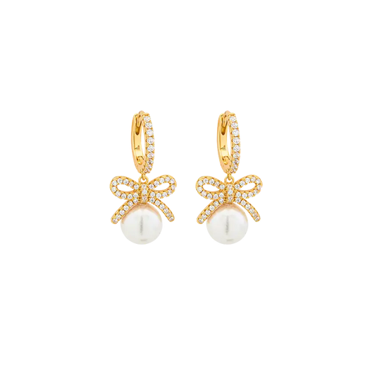 Breeze 216038.1 Σκουλαρίκια Κρεμαστά Από Επιχρυσωμένο Ασήμι με Πέρλες