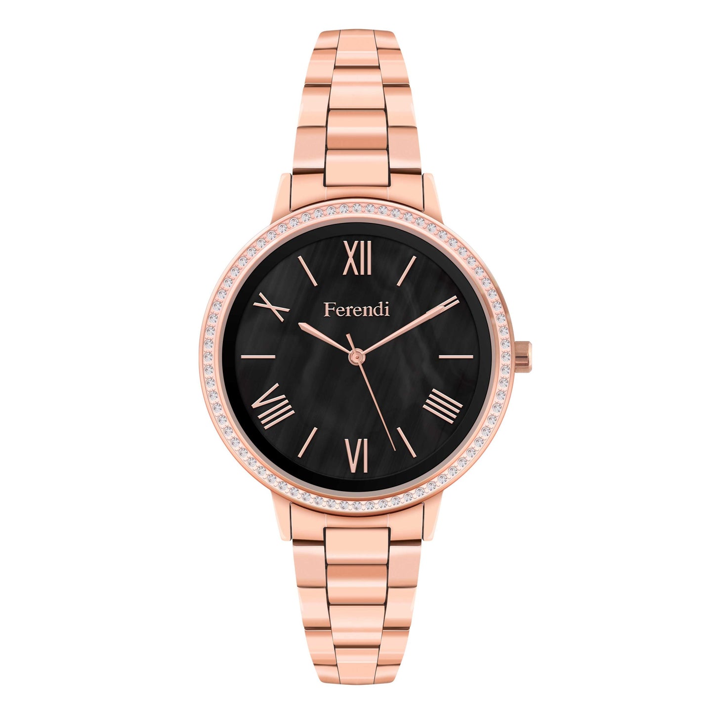 Ferendi 2601R-201 Black Pearl Rose Gold Stainless Steel Bracelet