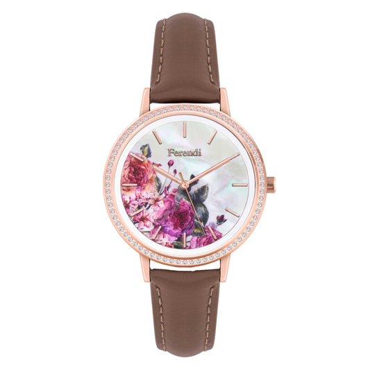 Ferendi 2601R-28 Rose Garden Brown Leather Strap