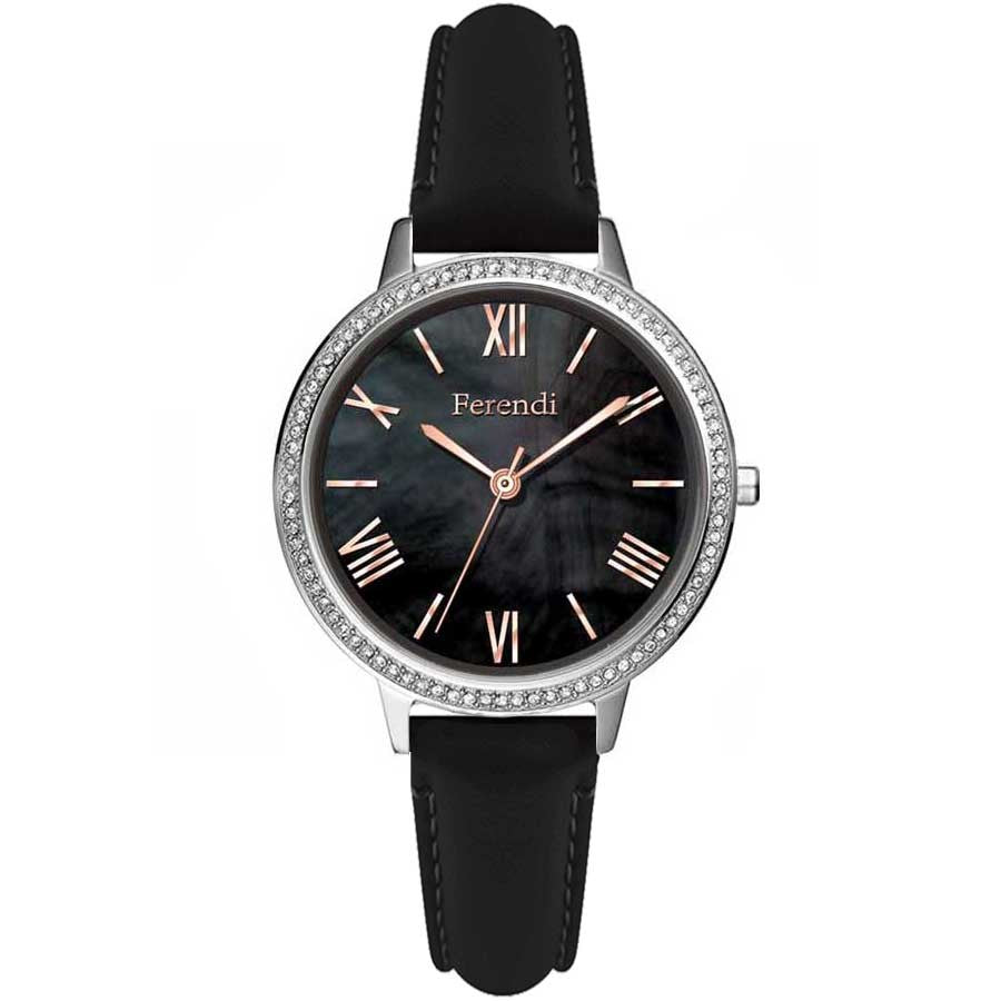 Ferendi 2601S-11 Black Pearl Black Leather Strap