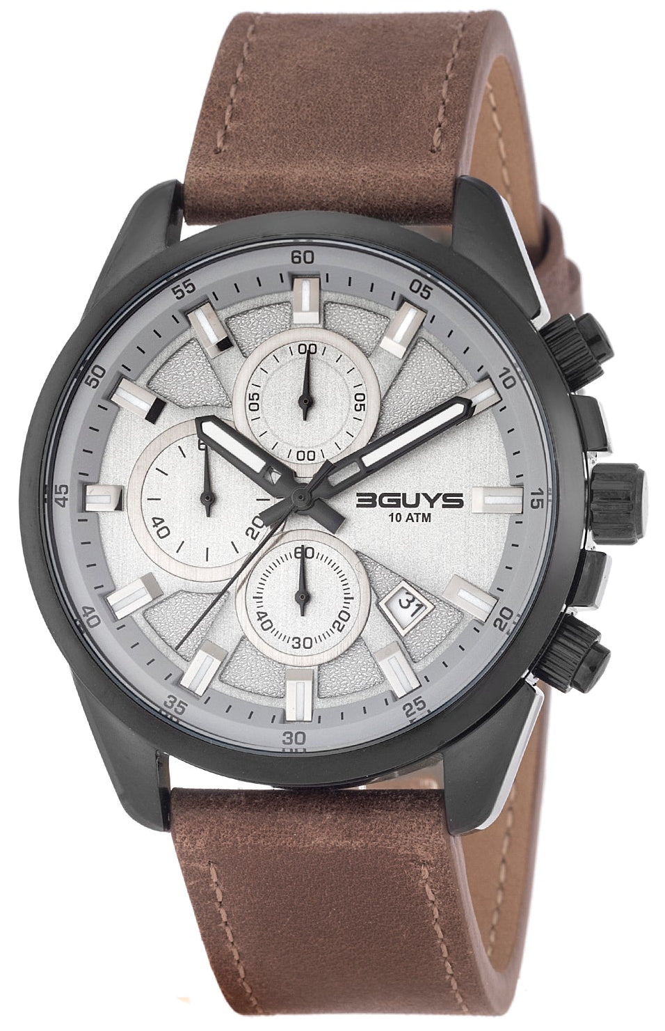3GUYS 3G17022 Chronograph Brown Leather Strap