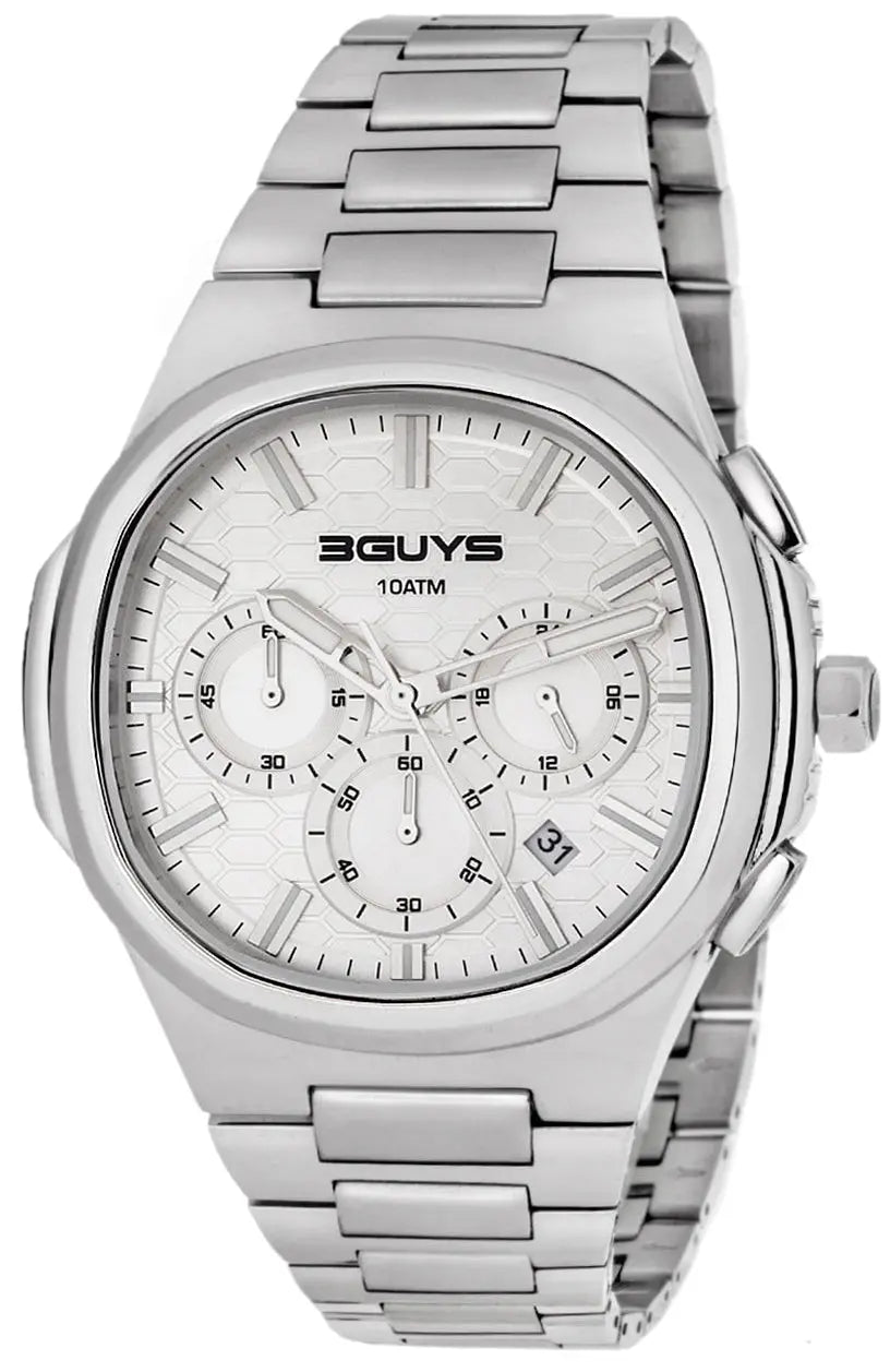 3GUYS 3G21001 Chronograph Silver Stainless Steel Bracelet