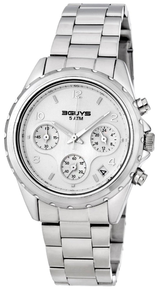 3GUYS 3G21601 Chronograph Silver Stainless Steel Bracelet