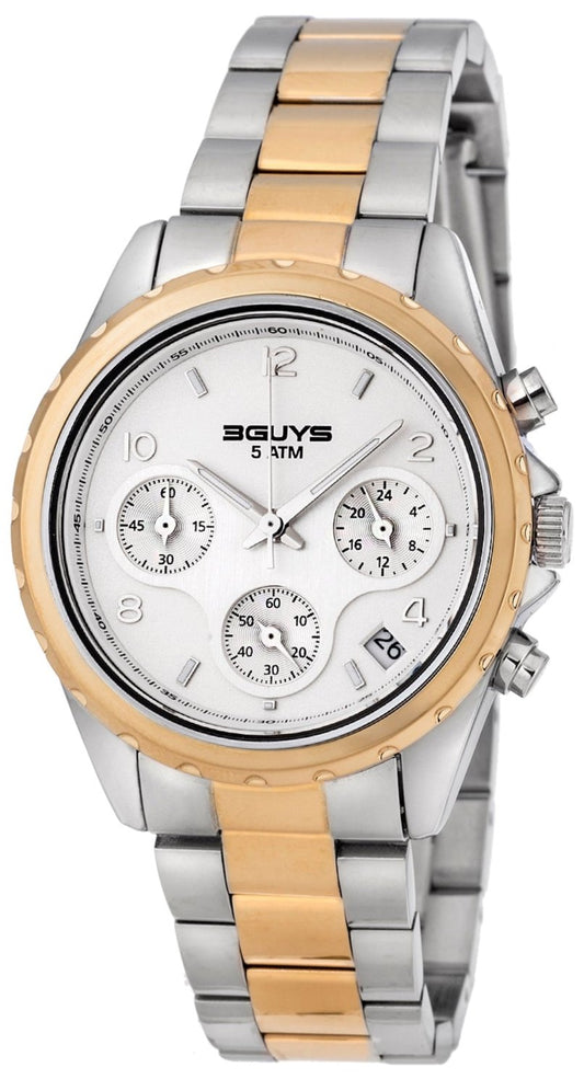 3GUYS 3G21602 Chronograph Two Tone Stainless Steel Bracelet