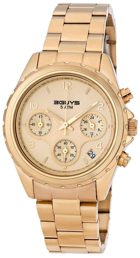 3GUYS 3G21603 Chronograph Gold Stainless Steel Bracelet