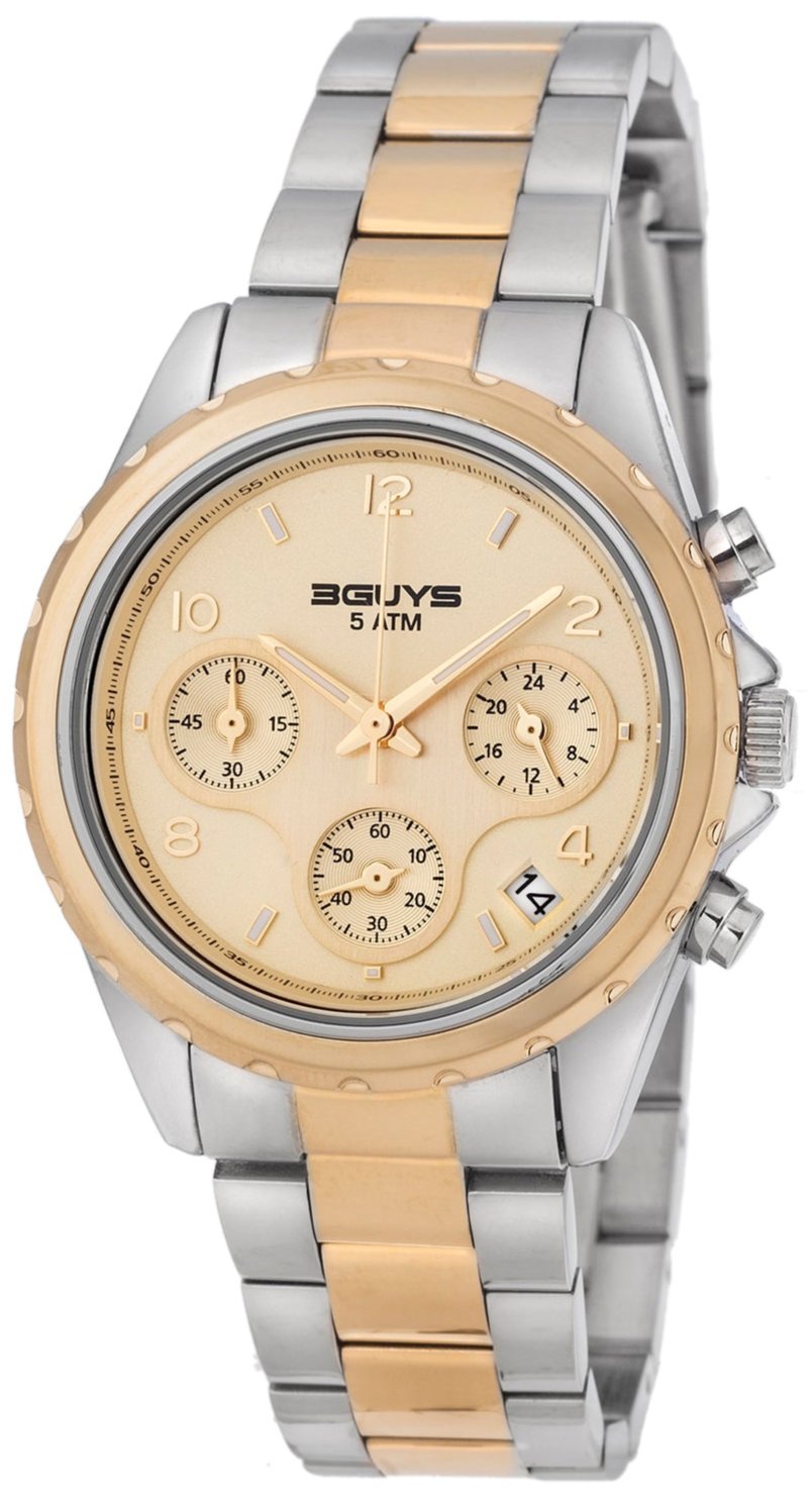 3GUYS 3G21604 Chronograph Two Tone Stainless Steel Bracelet