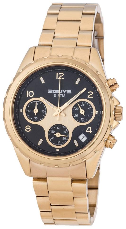 3GUYS 3G21605 Chronograph Gold Stainless Steel Bracelet