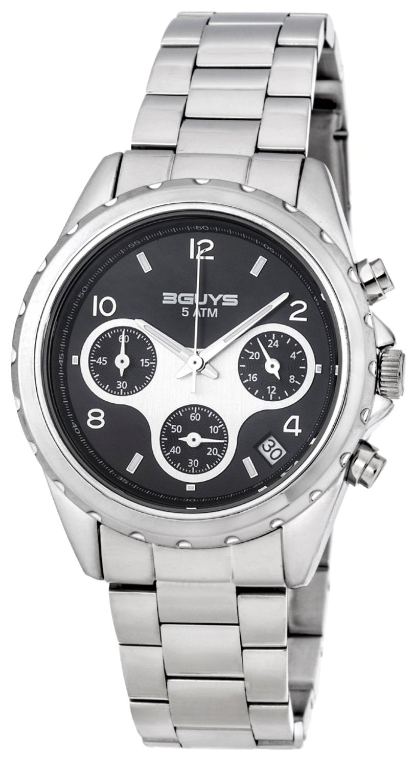 3GUYS 3G21606 Chronograph Silver Stainless Steel Bracelet