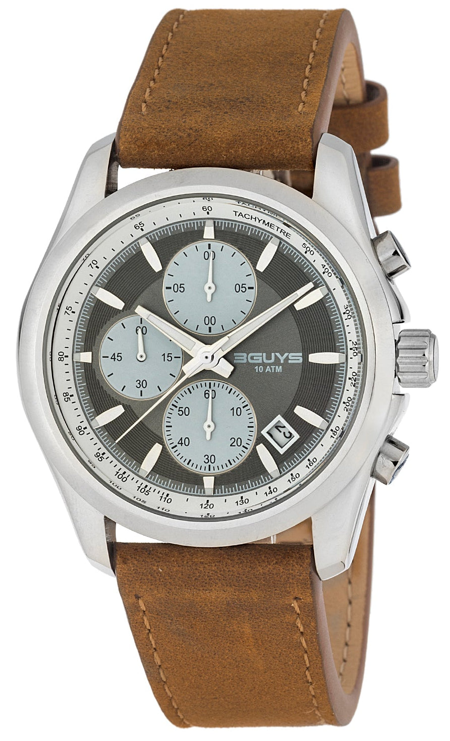 3GUYS 3G23902 Chronograph Brown Leather Strap