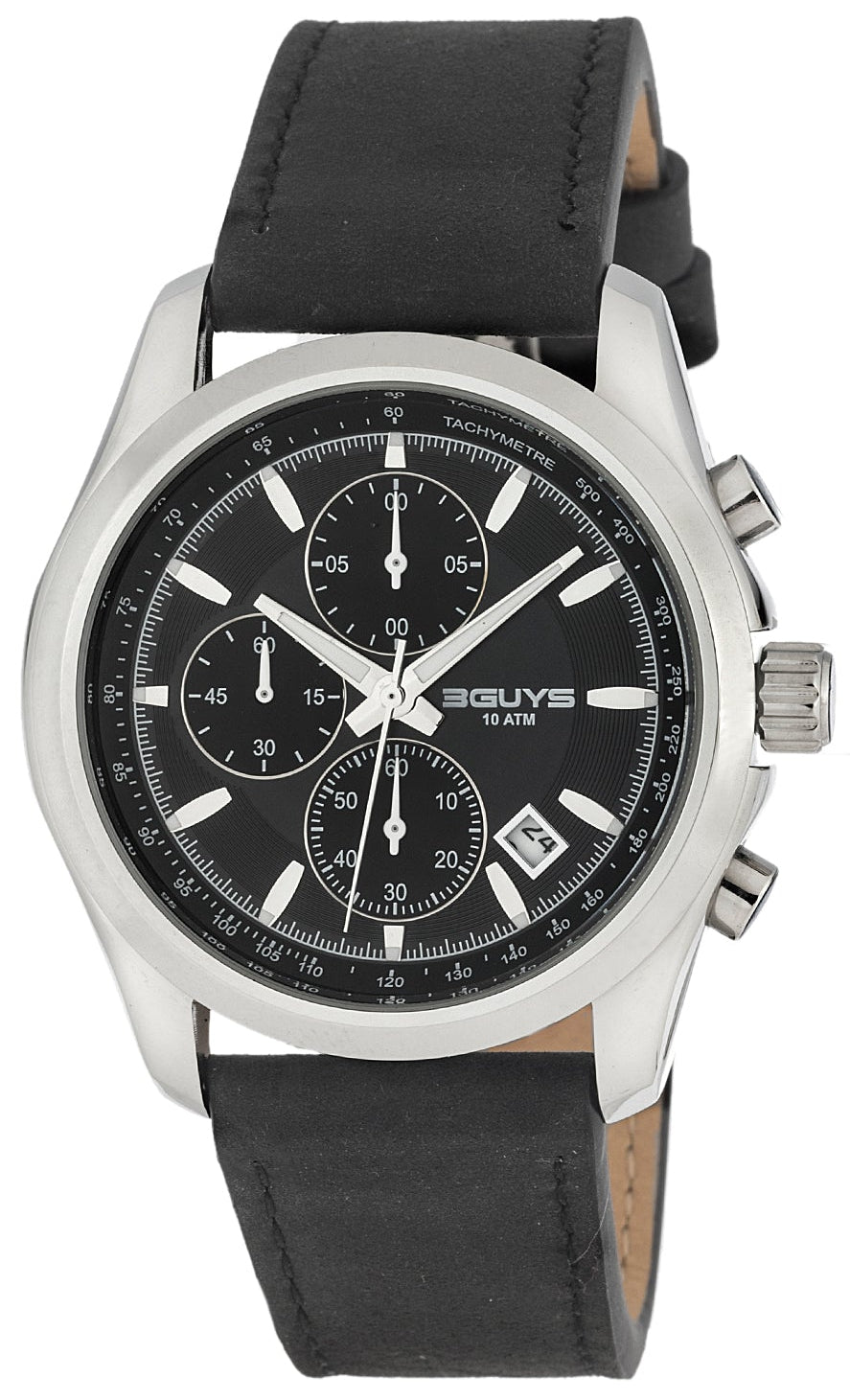 3GUYS 3G23903 Chronograph Black Leather Strap