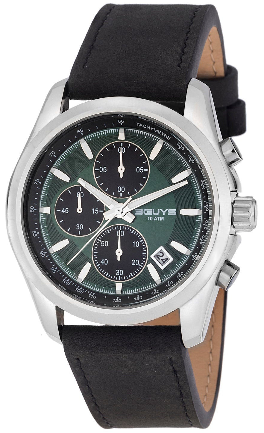 3GUYS 3G23904 Chronograph Black Leather Strap