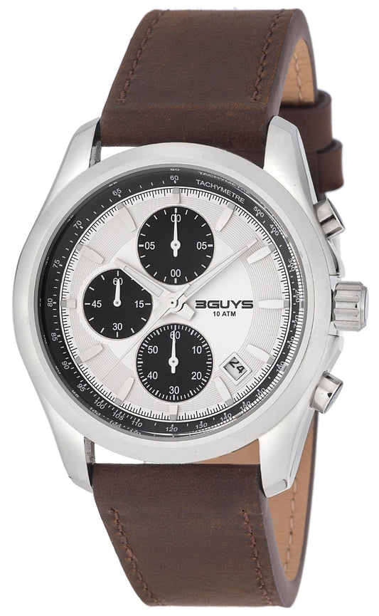 3GUYS 3G23905 Chronograph Brown Leather Strap