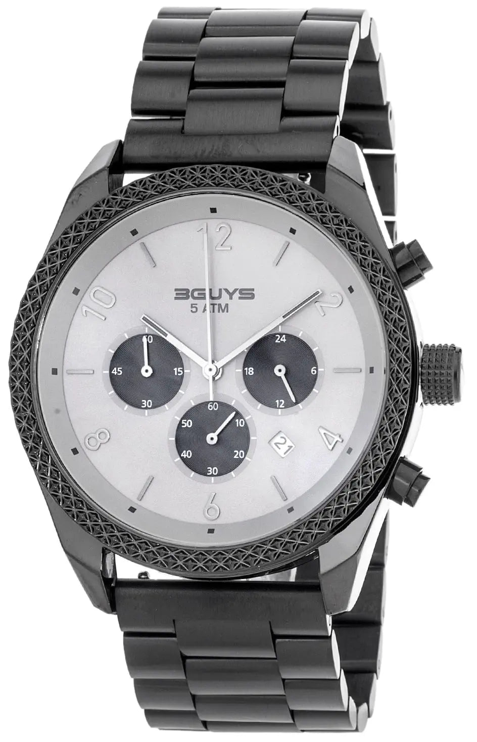 3GUYS 3G25022 Chronograph Black Stainless Steel Bracelet