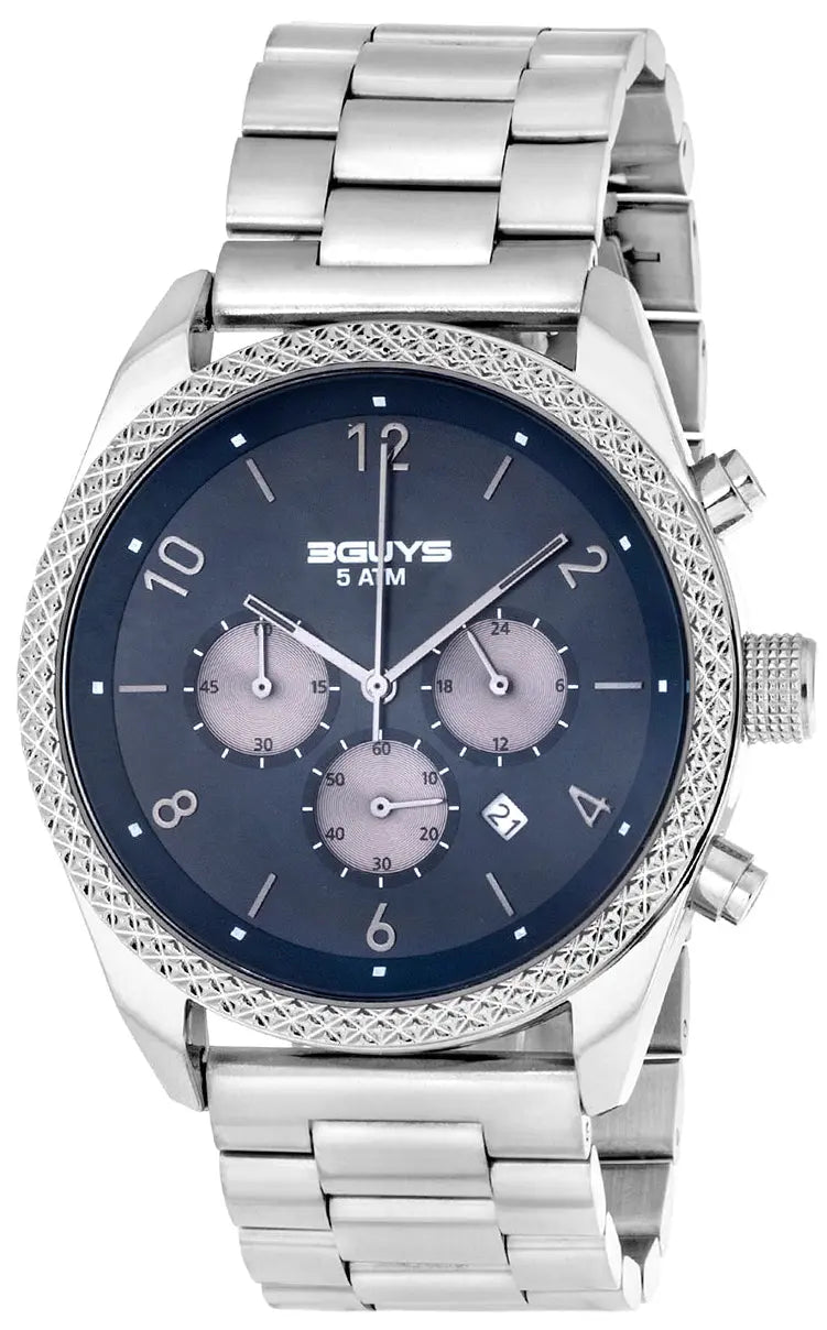 3GUYS 3G25023 Chronograph Silver Stainless Steel Bracelet