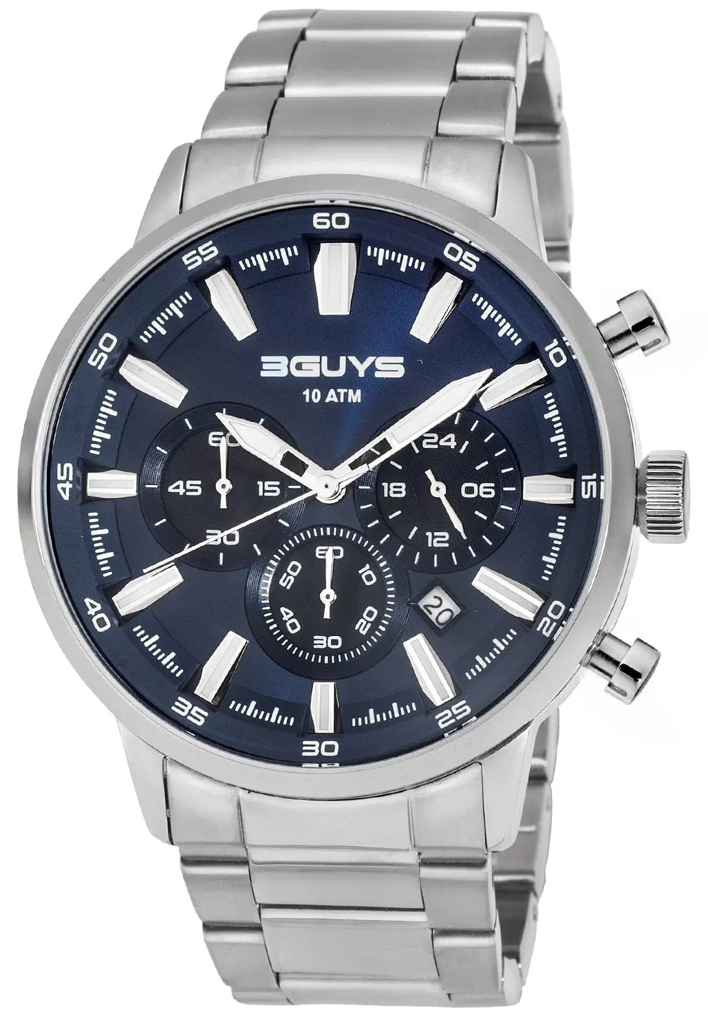 3GUYS 3G27002 Chronograph Silver Stainless Steel Bracelet