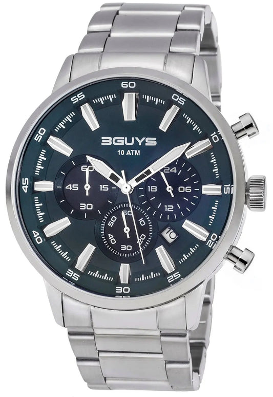 3GUYS 3G27004 Chronograph Silver Stainless Steel Bracelet