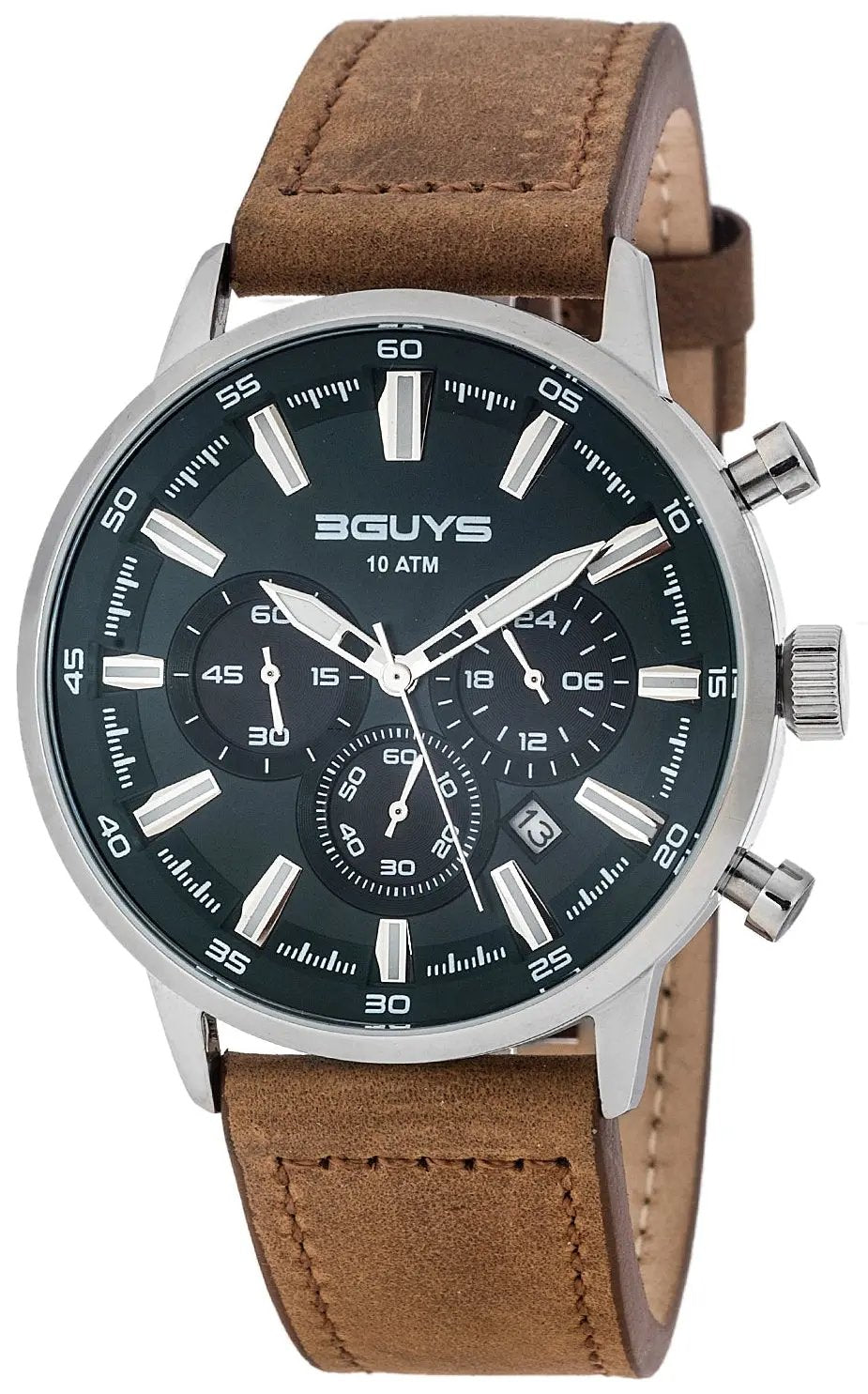 3GUYS 3G27022 Chronograph Brown Leather Strap
