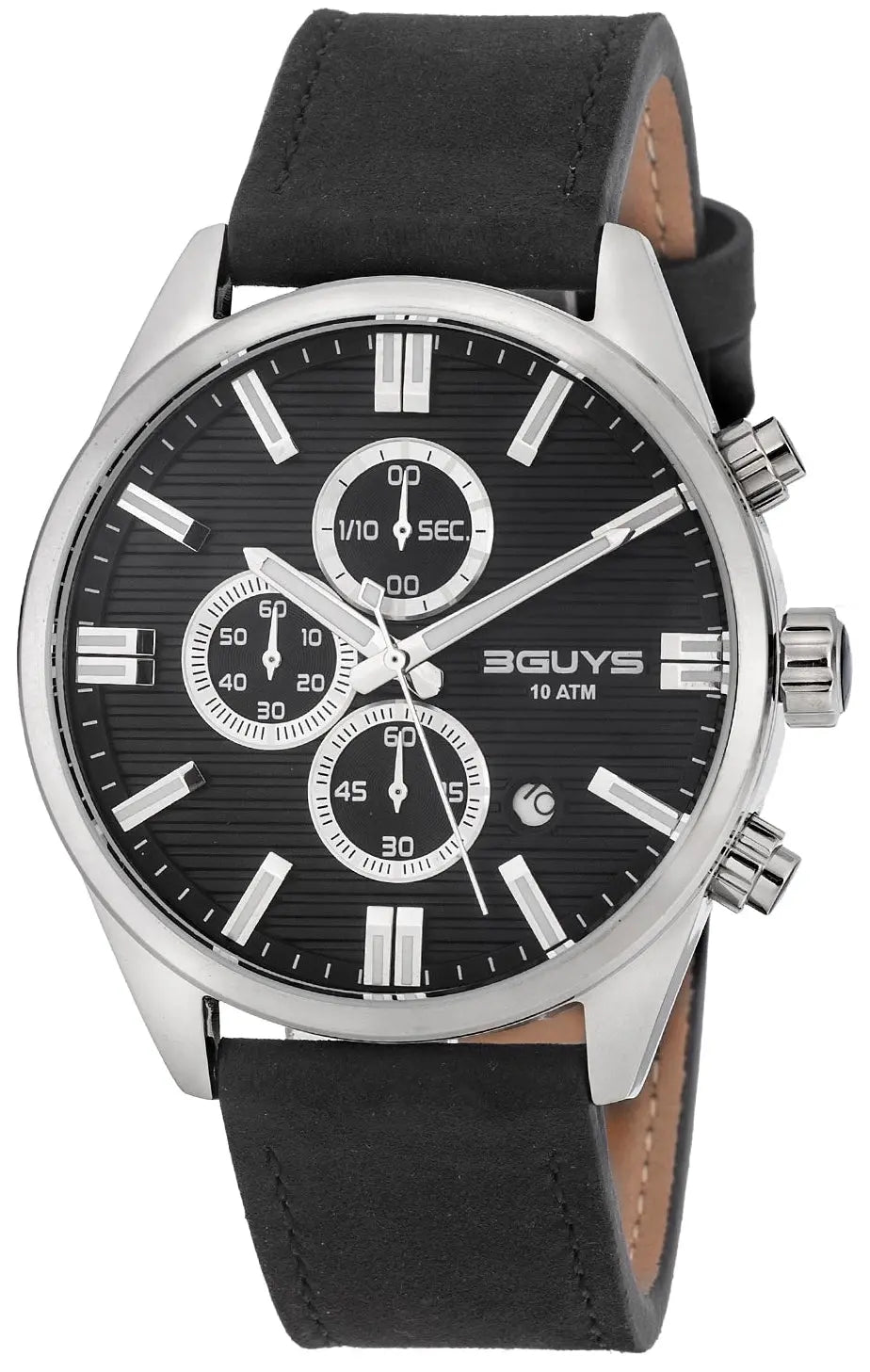 3GUYS 3G28001 Chronograph Black Leather Strap