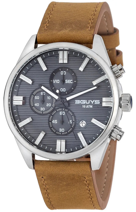 3GUYS 3G28004 Chronograph Brown Leather Strap