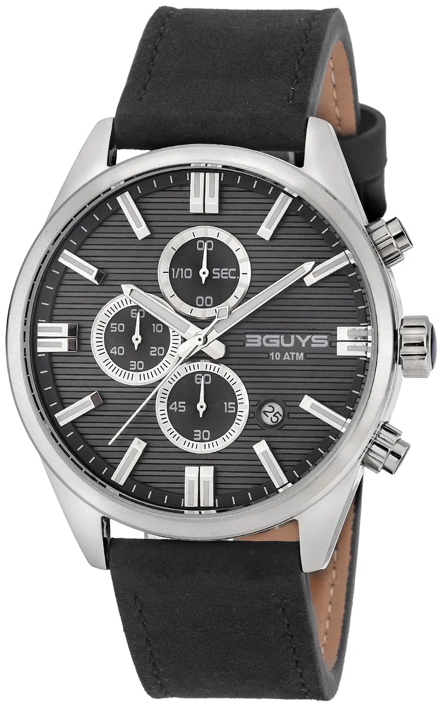 3GUYS 3G28005 Chronograph Black Leather Strap