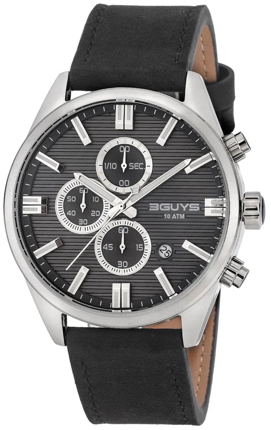 3GUYS 3G28005 Chronograph Black Leather Strap