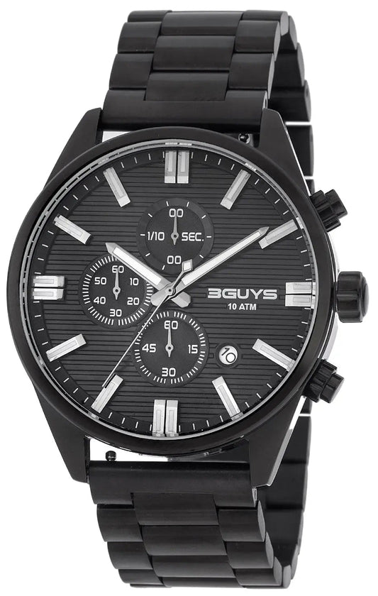 3GUYS 3G28021 Chronograph Black Stainless Steel Bracelet