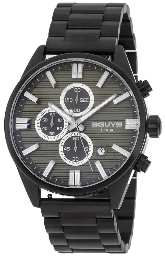 3GUYS 3G28023 Chronograph Black Stainless Steel Bracelet