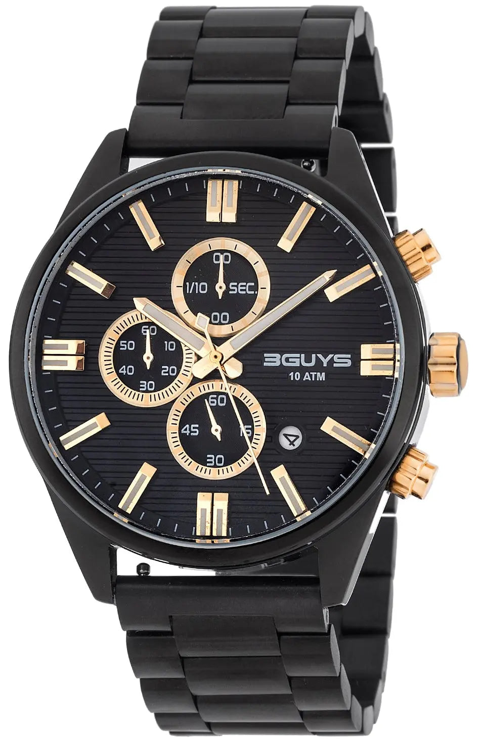 3GUYS 3G28024 Chronograph Black Stainless Steel Bracelet