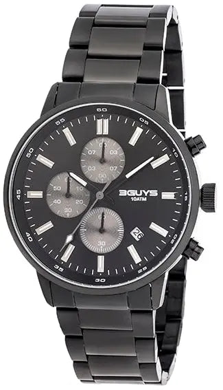 3GUYS 3G29001 Chronograph Black Stainless Steel Bracelet