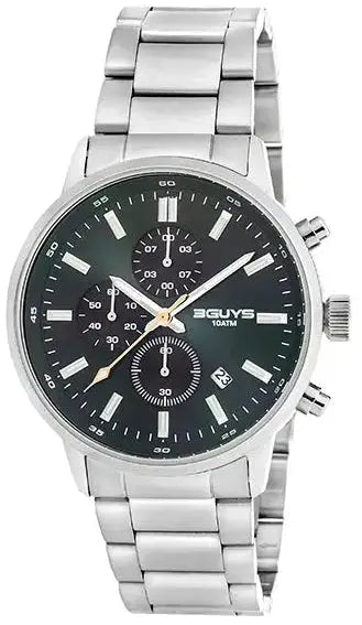 3GUYS 3G29004 Chronograph Silver Stainless Steel Bracelet 3Guys