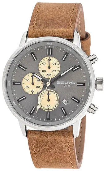 3GUYS 3G29021 Chronograph Brown Leather Strap