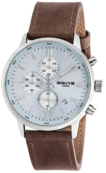 3GUYS 3G29022 Chronograph Brown Leather Strap